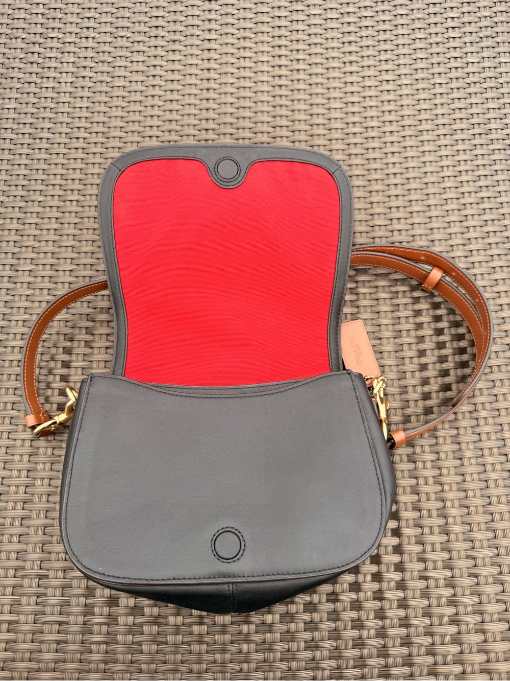 Coach C4059 Saddle Bag With Horse And Carriage Dot Print Black - Picture 3 of 7